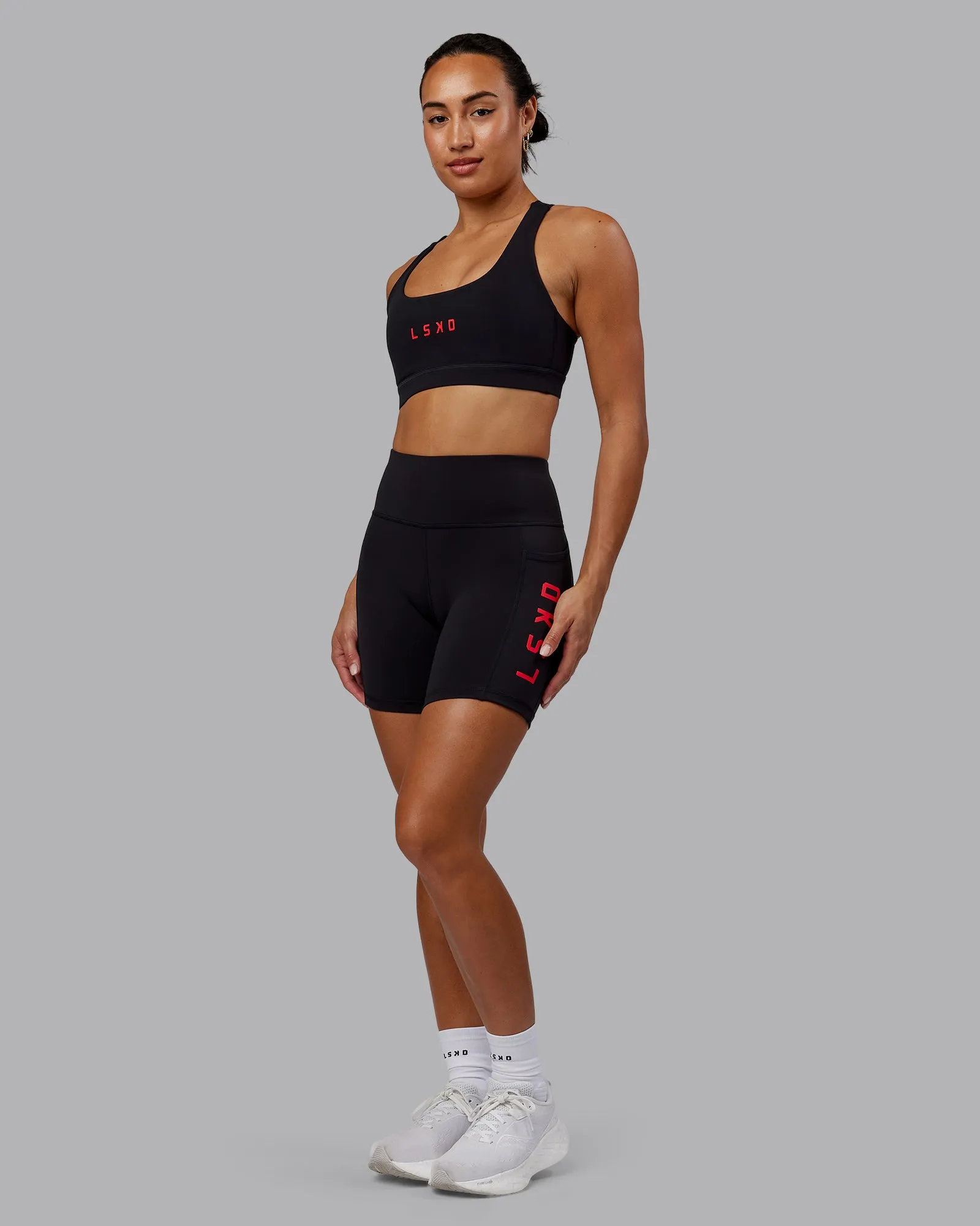 Rep Mid Short Tight - Black-Scarlet