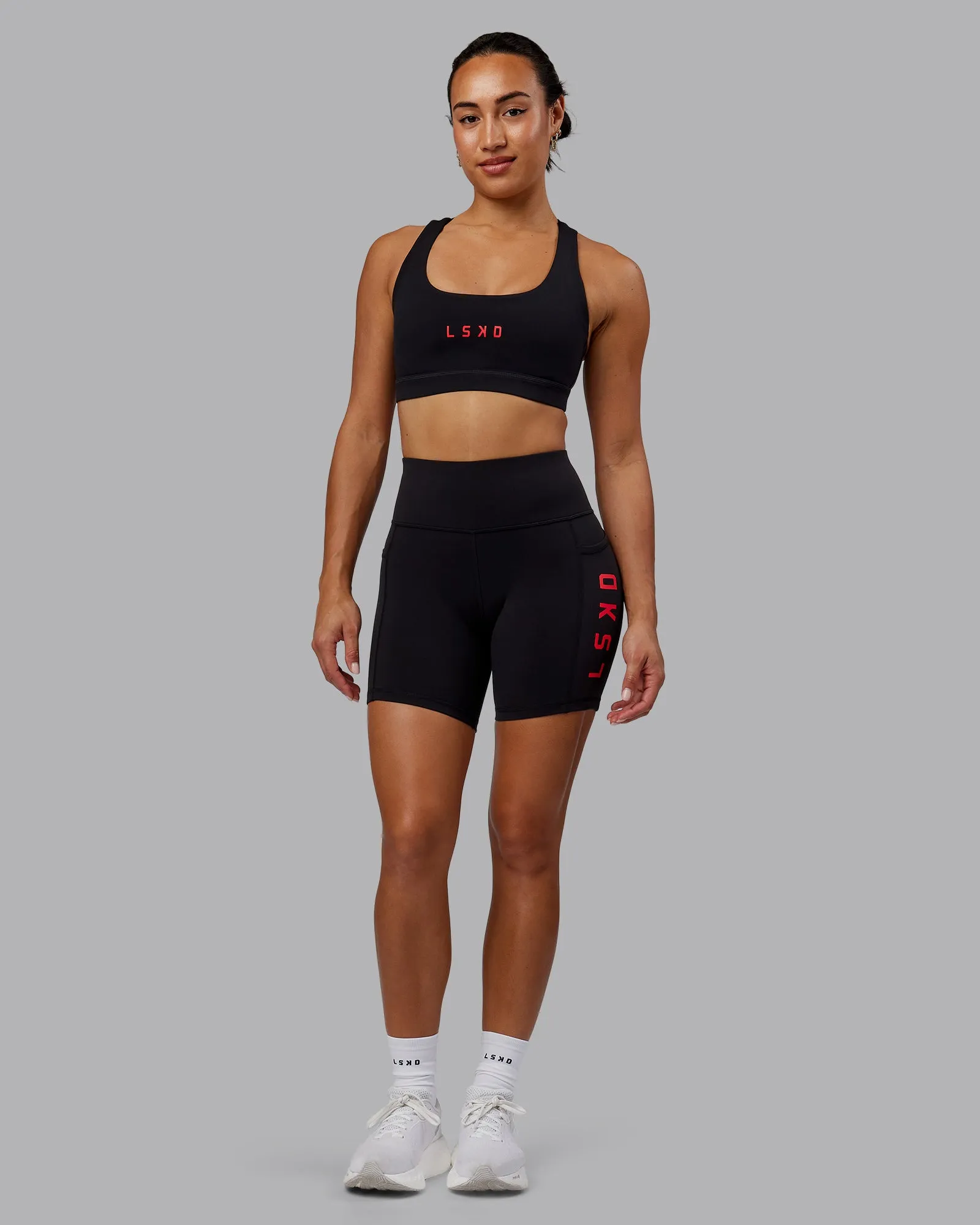 Rep Mid Short Tight - Black-Scarlet