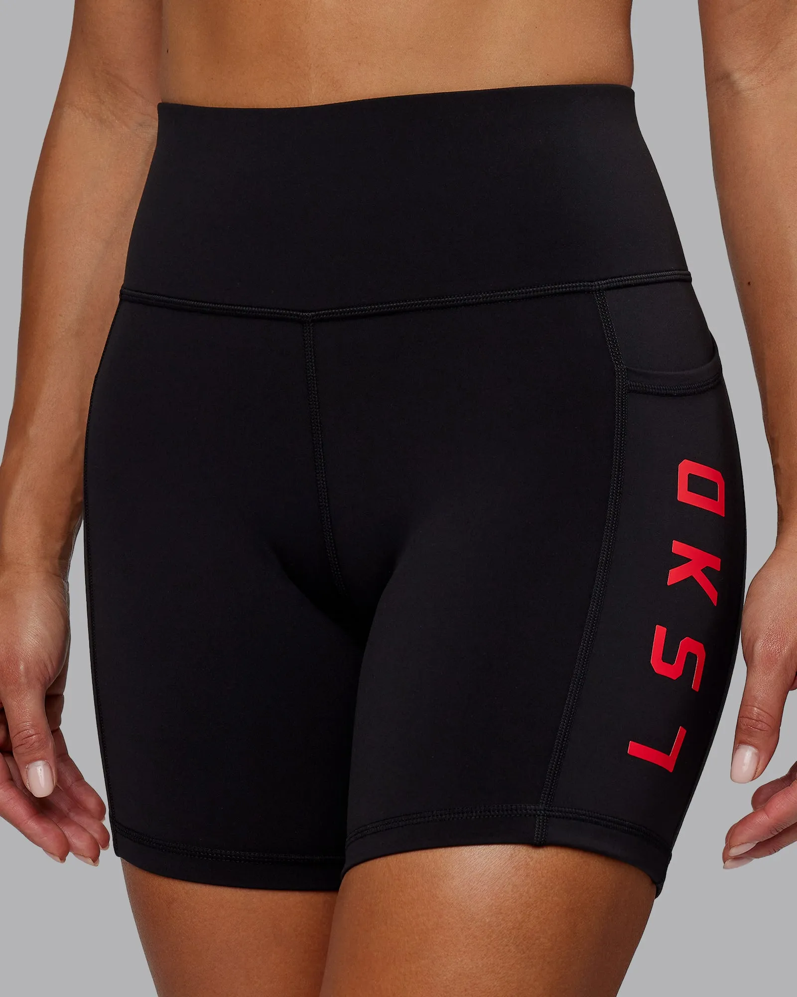 Rep Mid Short Tight - Black-Scarlet