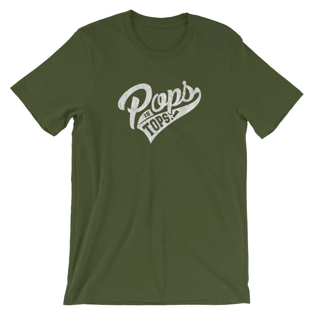 Retro Distressed Father's Day "Pops is Tops" Short-Sleeve Unisex T-Shirt