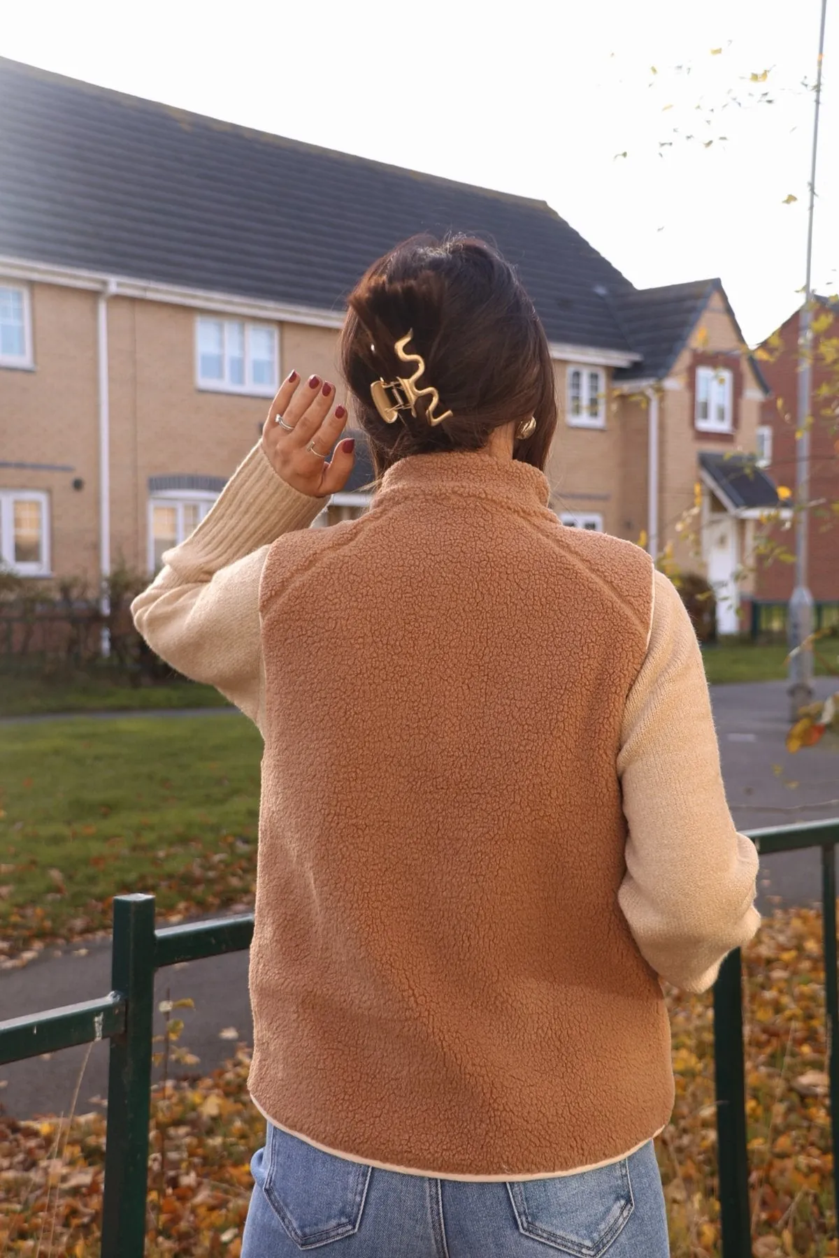 Reversible Fleece Quilted Zip Up Vest - Camel - FINAL SALE