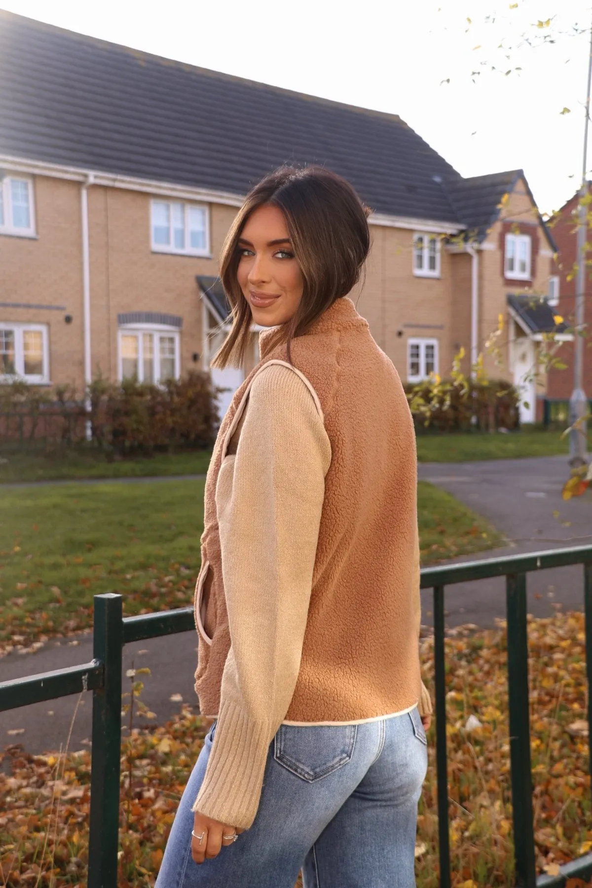 Reversible Fleece Quilted Zip Up Vest - Camel - FINAL SALE