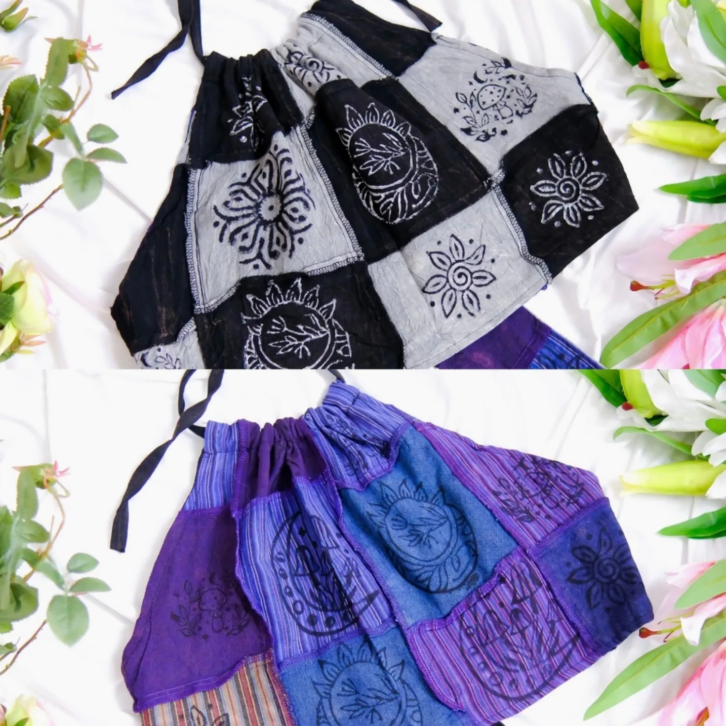 Reversible Patchwork Halter Top Purple Black