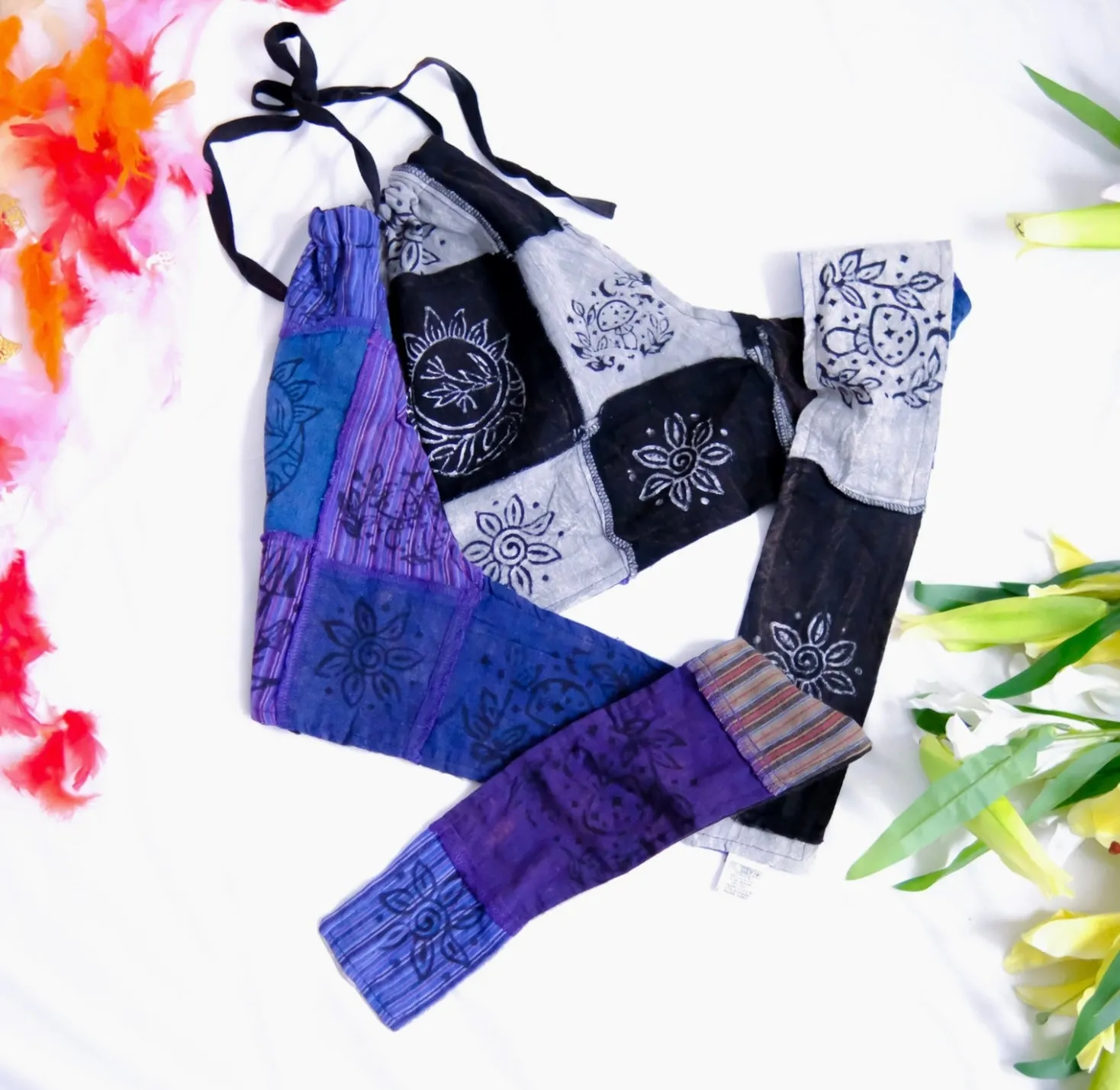 Reversible Patchwork Halter Top Purple Black