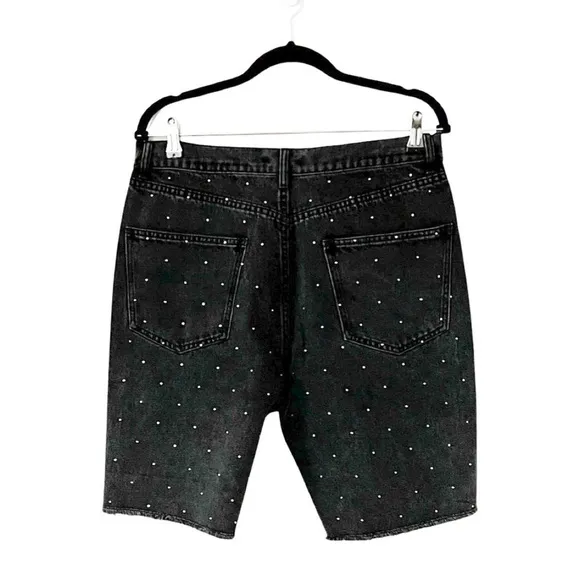REVOLVE GENERATION LOVE Love Freya Crystal Denim Shorts Washed Black Size M