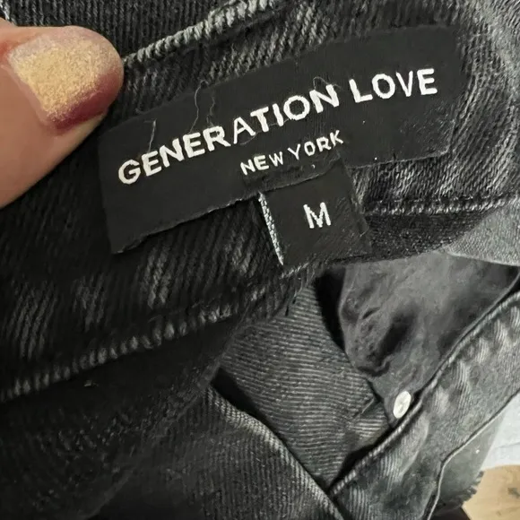 REVOLVE GENERATION LOVE Love Freya Crystal Denim Shorts Washed Black Size M