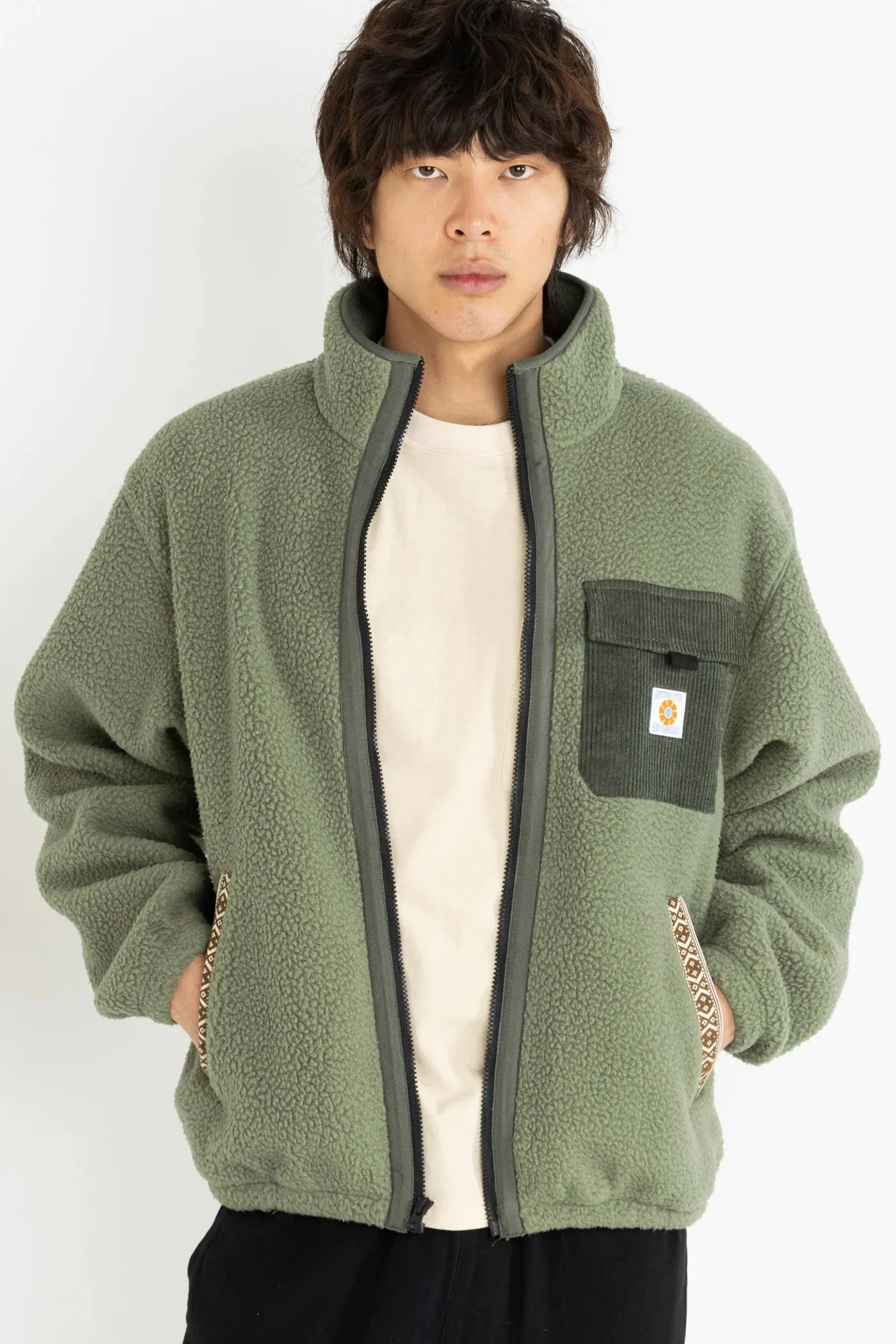 Rhythm Zephyr Sherpa Zip Thru - Moss