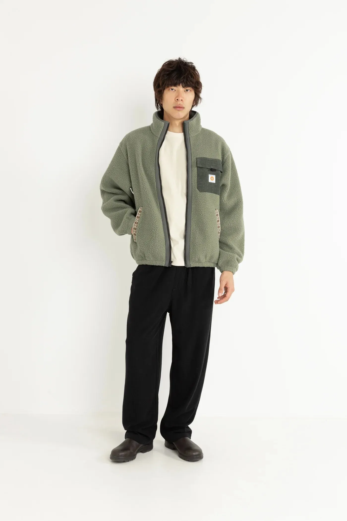 Rhythm Zephyr Sherpa Zip Thru - Moss