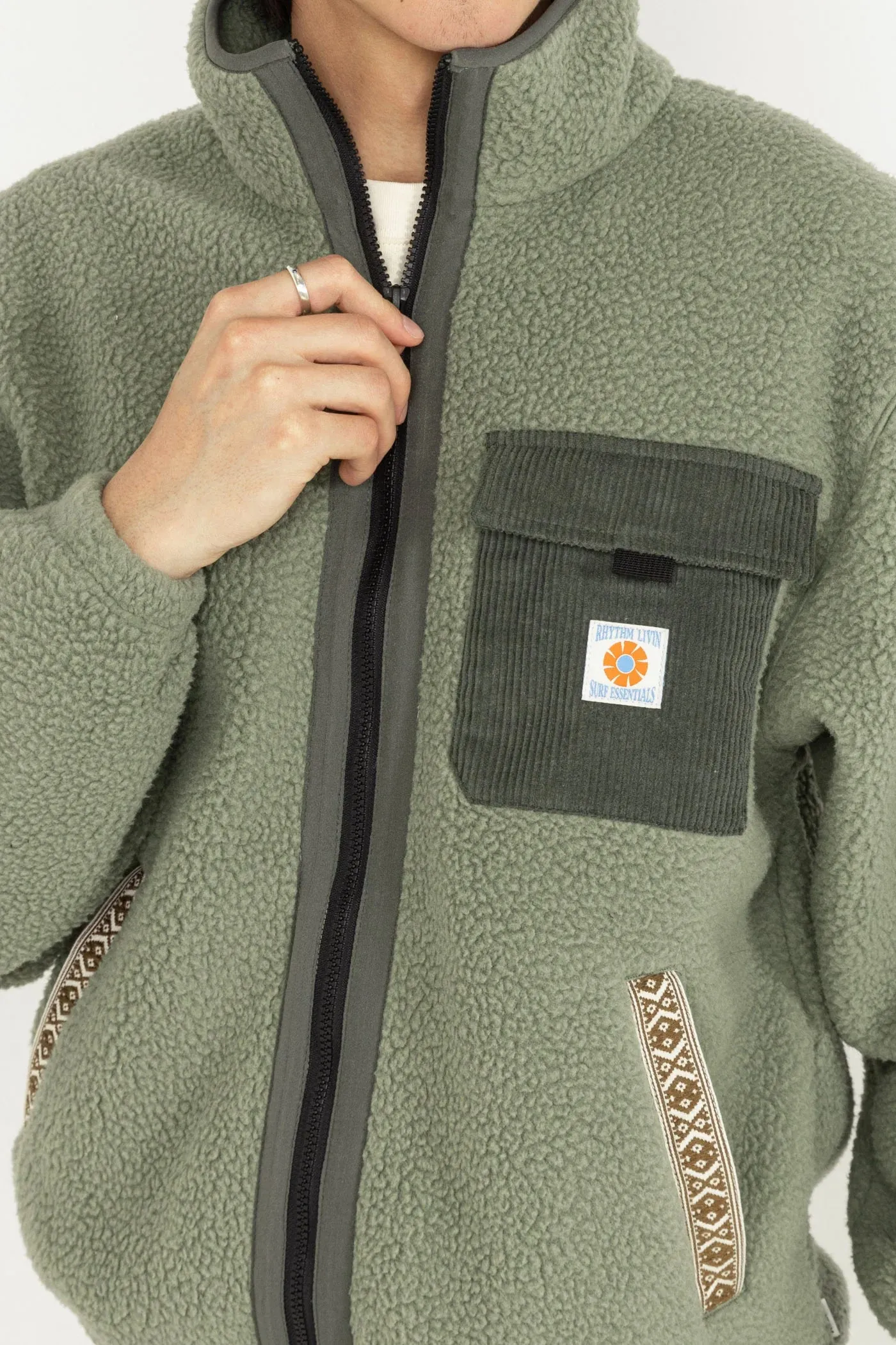 Rhythm Zephyr Sherpa Zip Thru - Moss