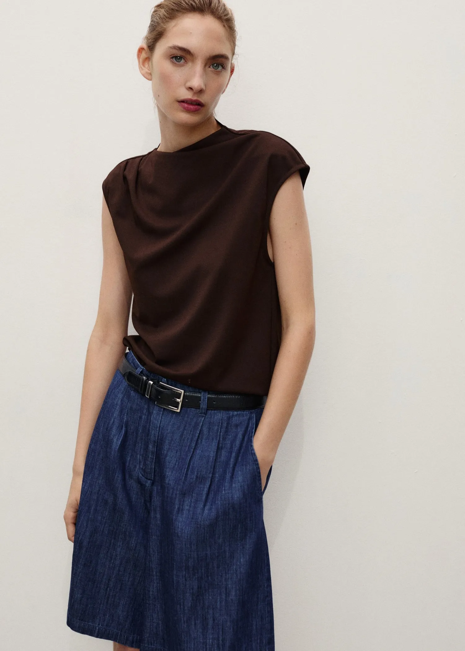 Rinse-wash denim bermuda shorts