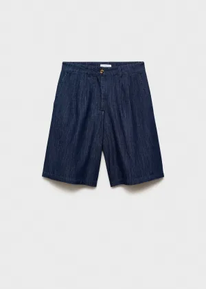 Rinse-wash denim bermuda shorts