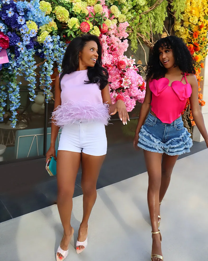 Ruffle Denim Shorts