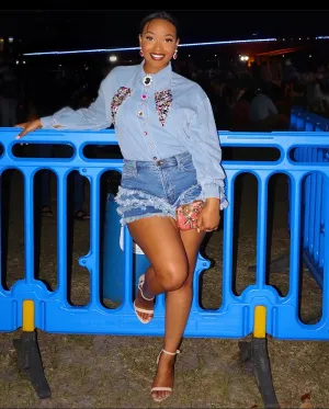 Ruffle Denim Shorts
