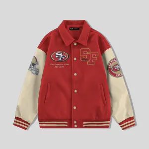 San Francisco 49ers Collared Varsity Jacket - NFL Letterman Jacket - Clubs Varsity