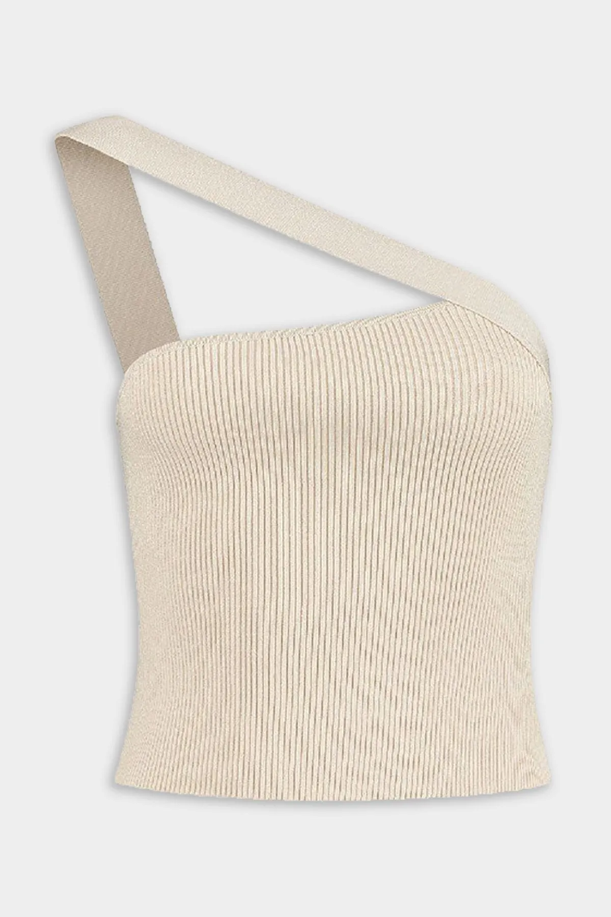 Selas One-Shoulder Knit Top in Creme