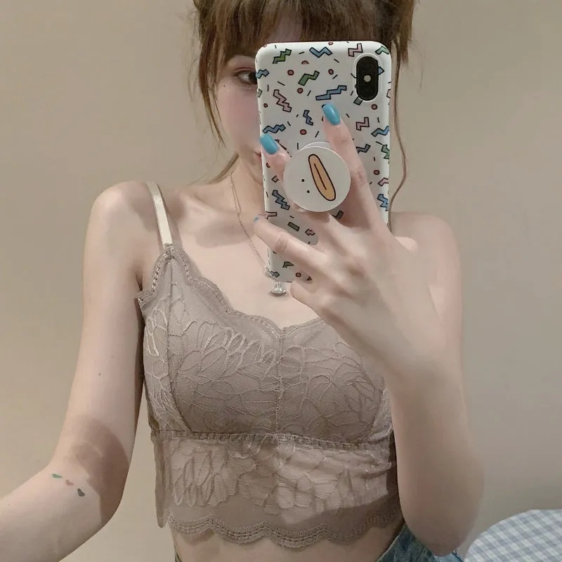 Sexy V-Neck Retro Style Lace Camisole Crop Tops