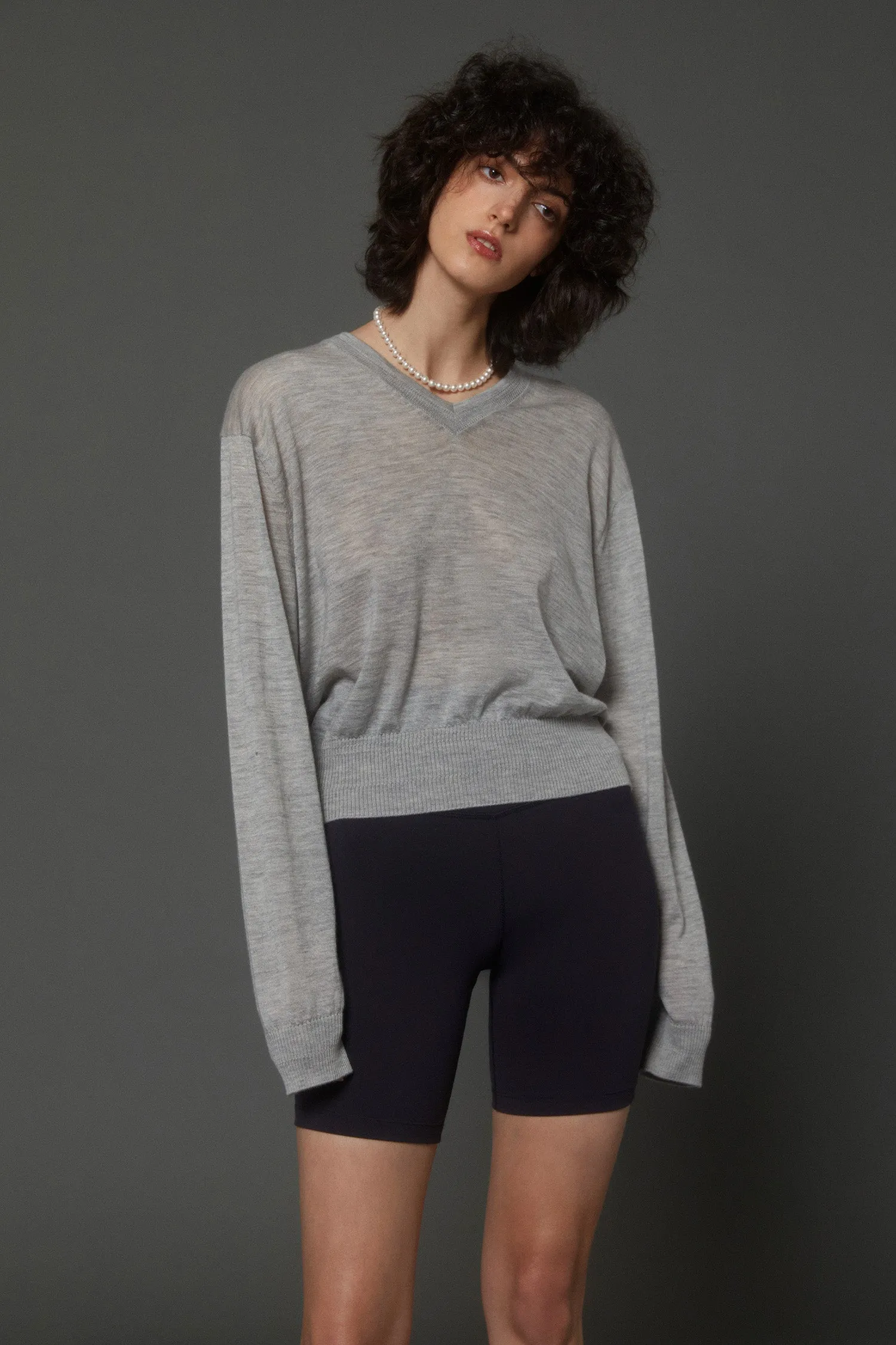 Sheer Cashmere V-neck