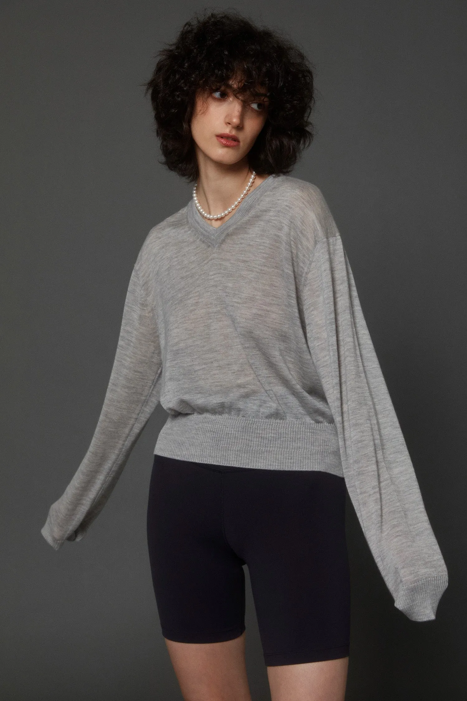 Sheer Cashmere V-neck
