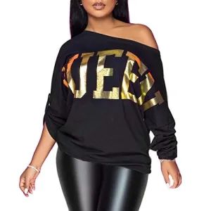 Shiny Off-Shoulder Fashion Tops