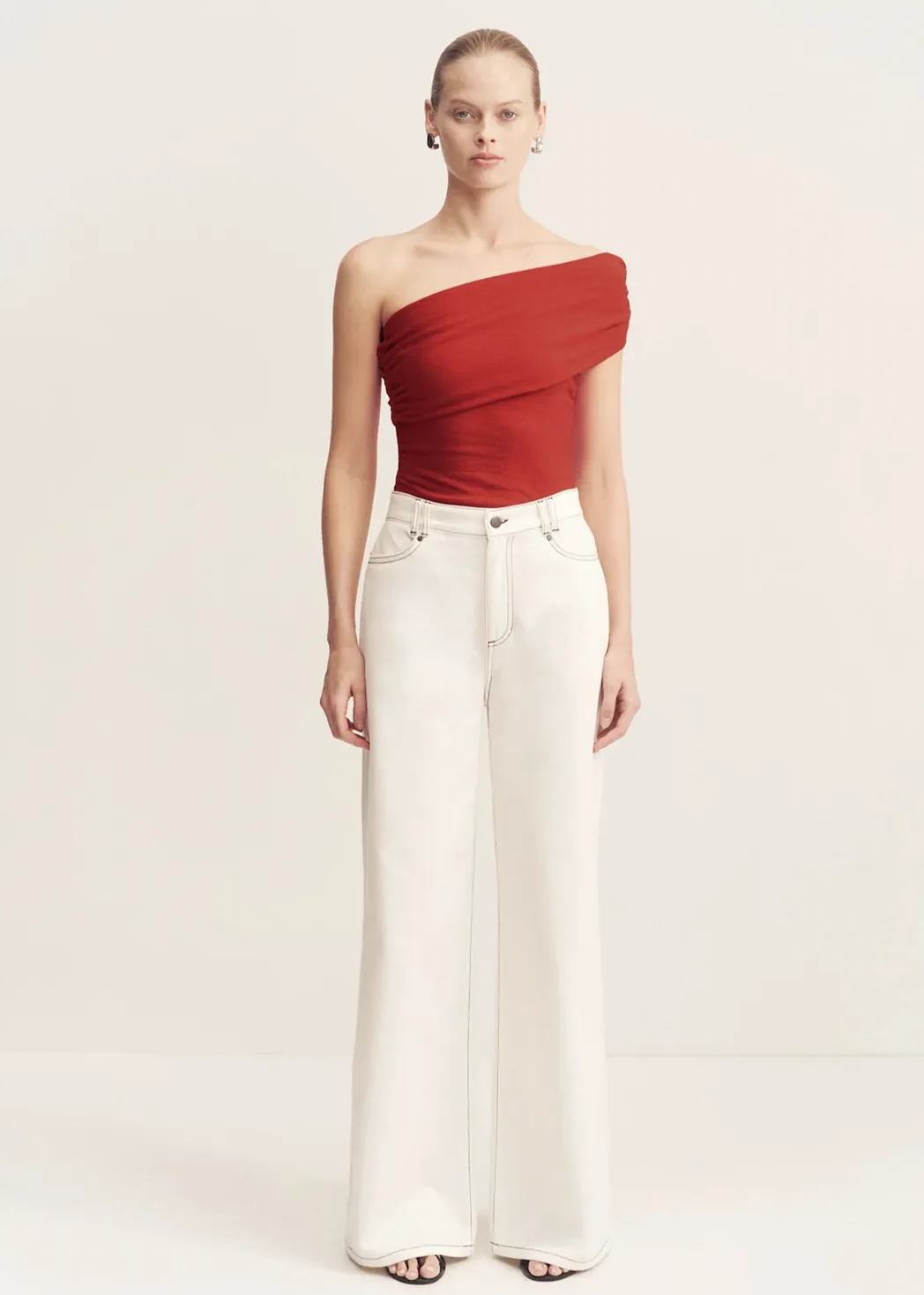 SHONA JOY Beau One Shoulder Top - Chilli