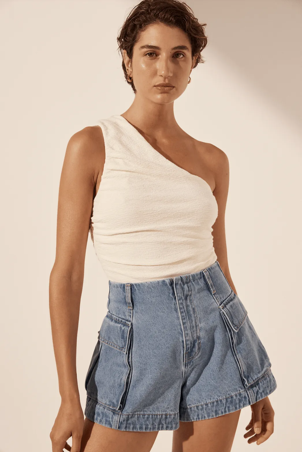 SHONA JOY Stella Patch Pocket Shorts - Mid Blue