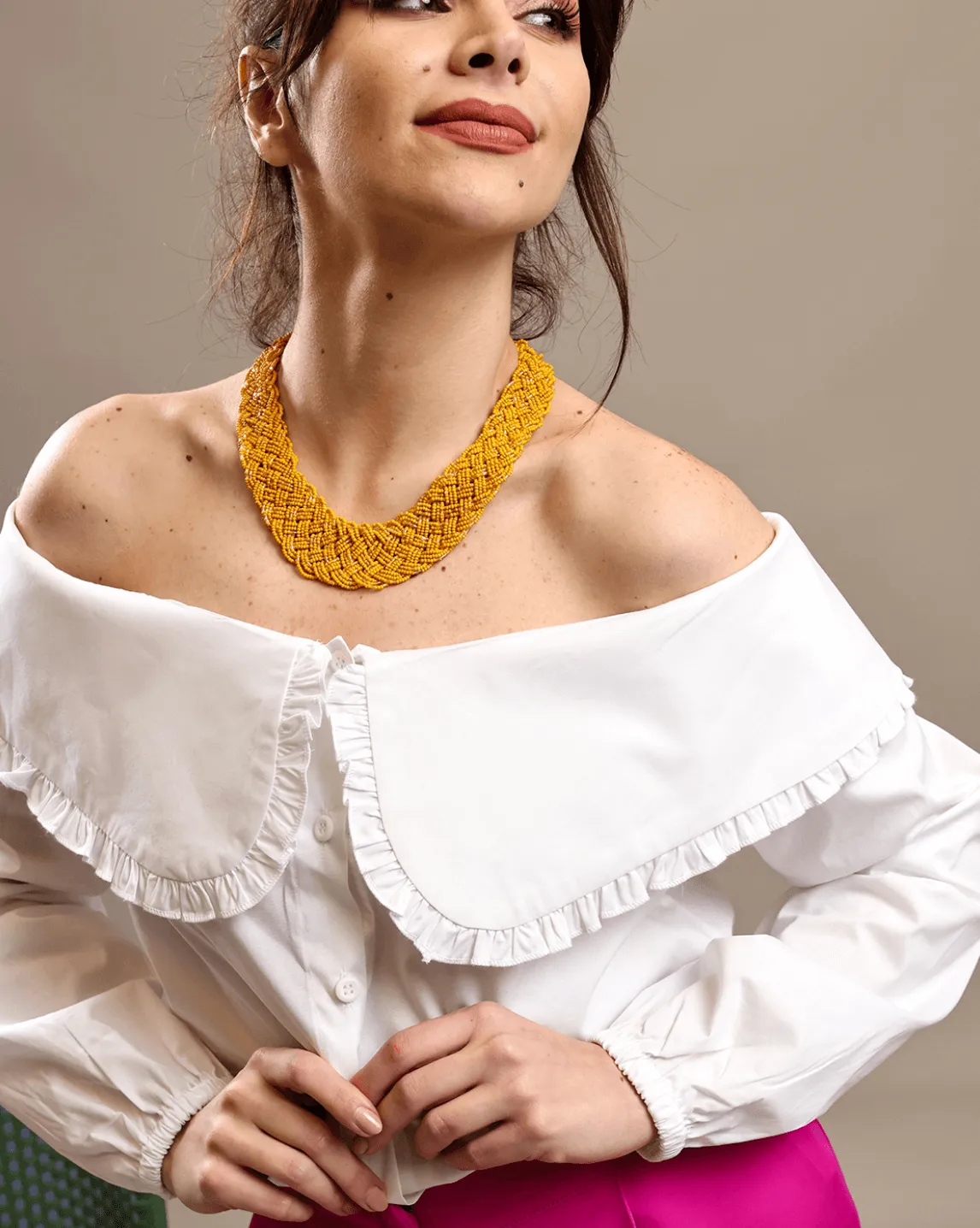 Shoulder-Off Poplin Shirt