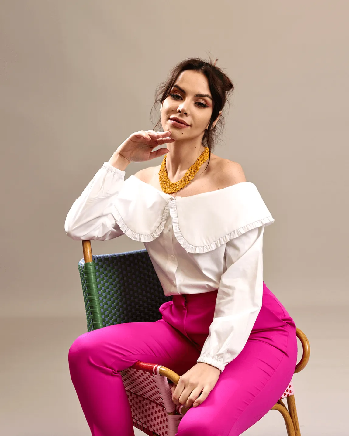Shoulder-Off Poplin Shirt