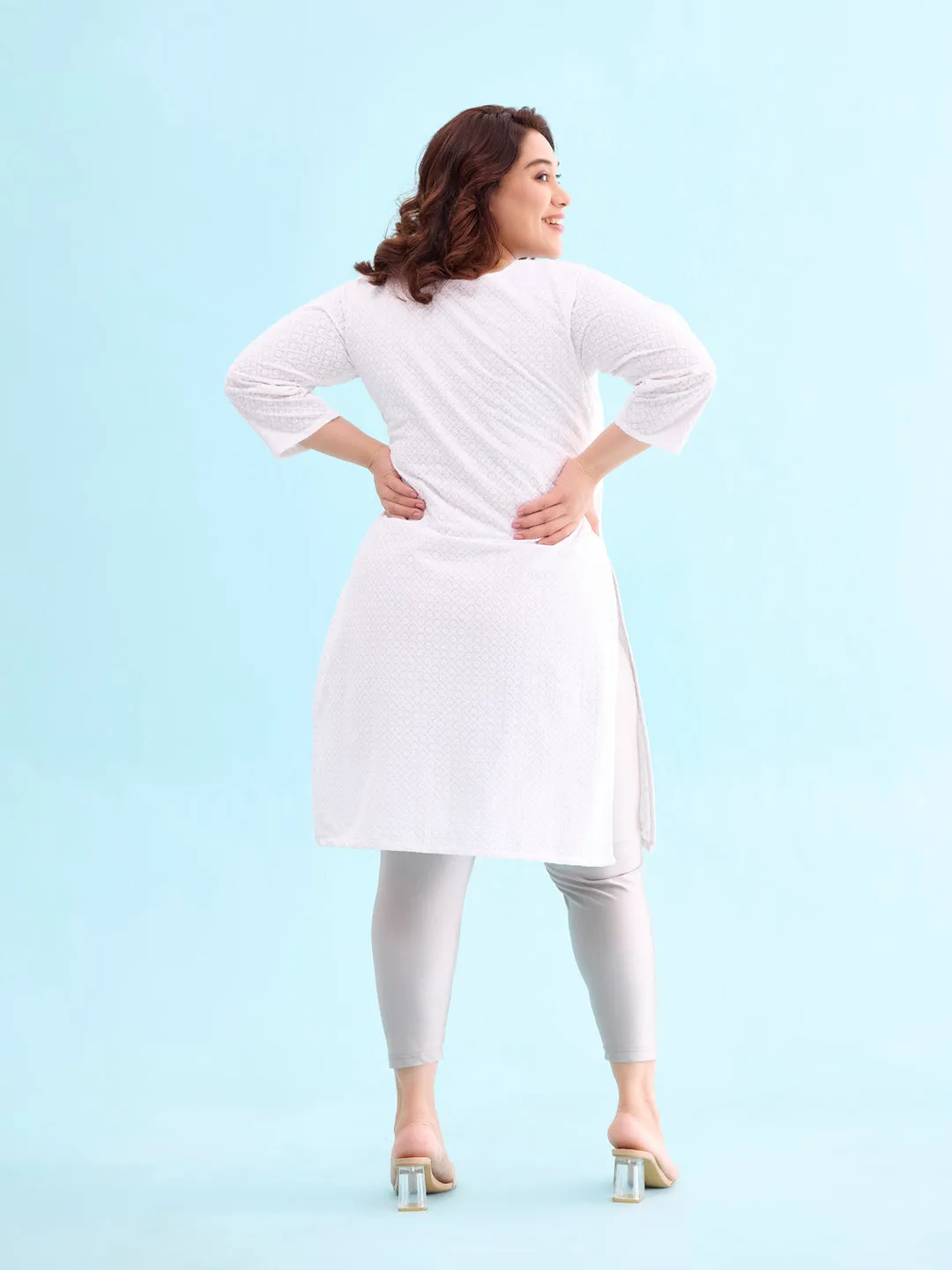 Silver Cotton Stretch Cropped Leggings