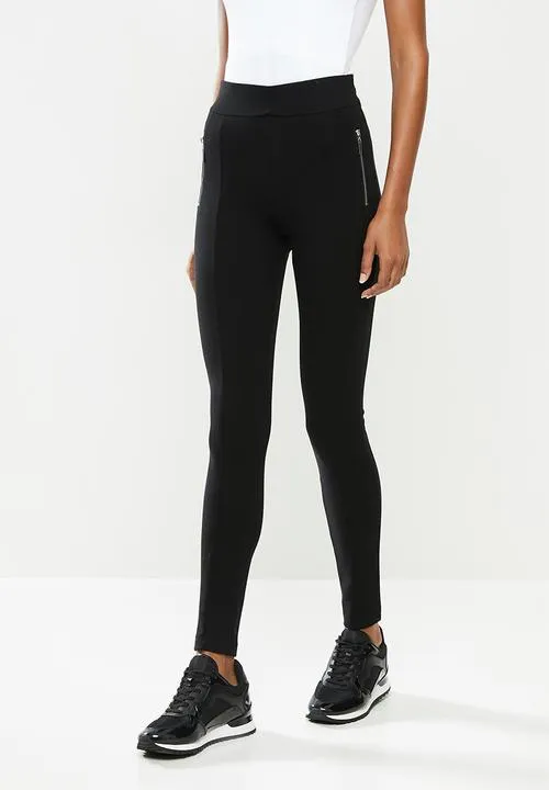 Sissy Boy Valery High Rise Legging With Metal Zip Front Black