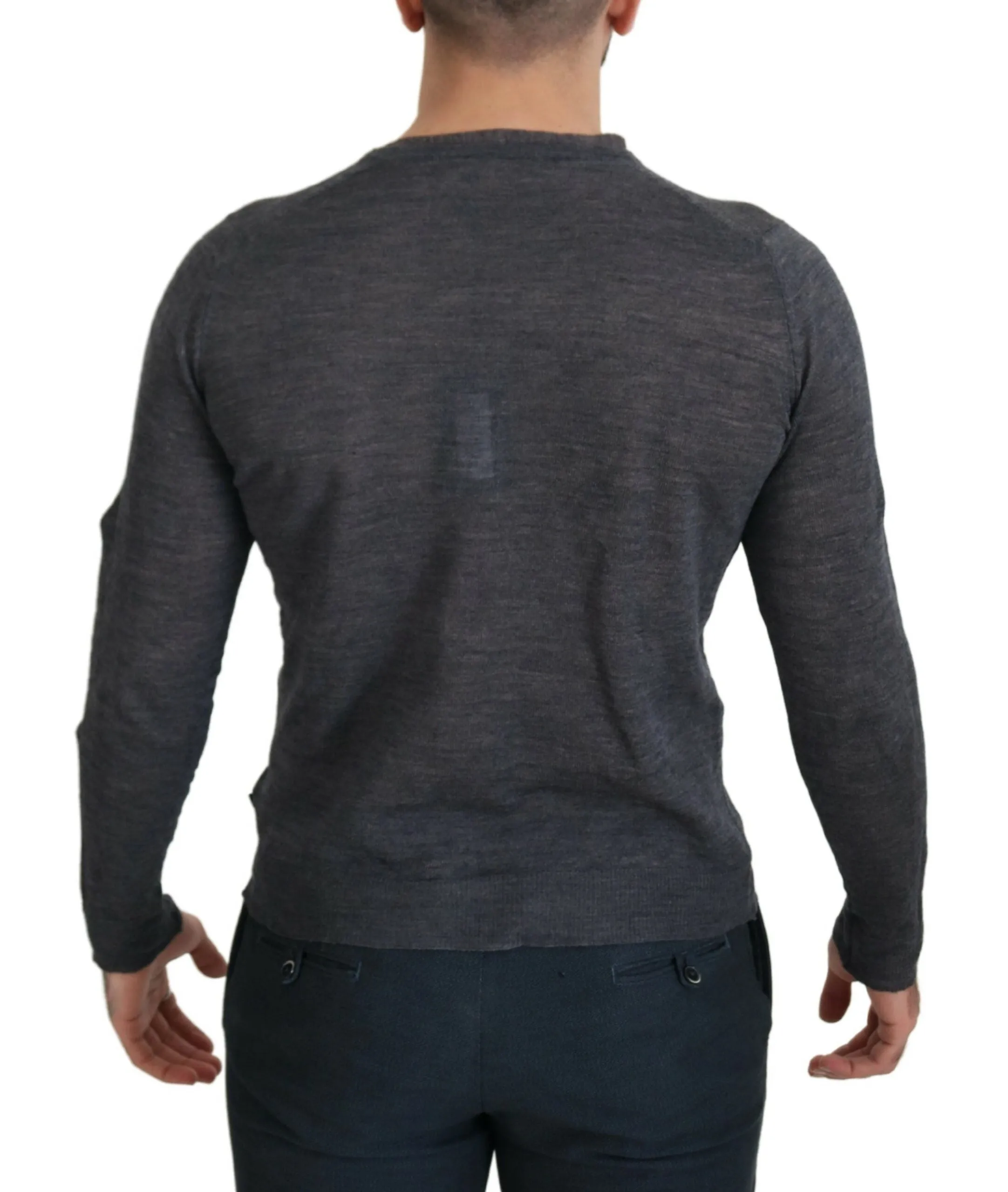 Sleek Gray Crewneck Pullover Sweater