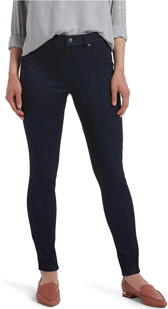 SOFT & STRETCHY HUE HIGH-WAIST DENIM LEGGINGS IN BLACK, SZ L! FITS UP TO SZ 14! RETAILS $65 