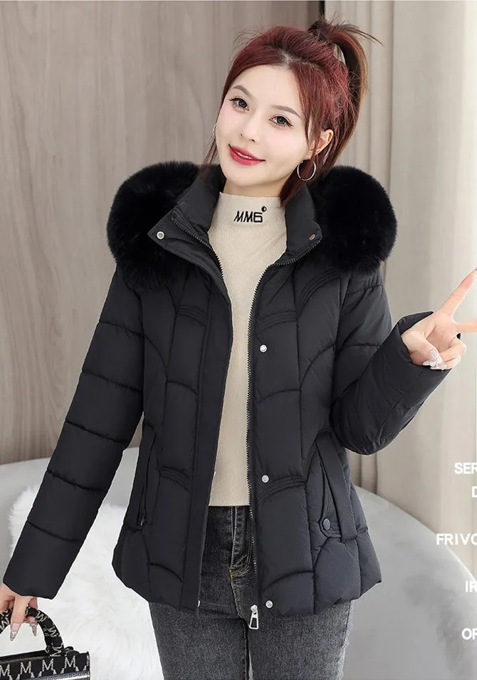 Solid Padded Quilted Puffer Jacket with Windproof Features
