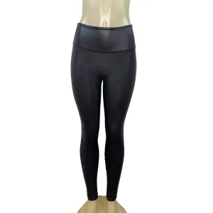 Spanx Black Faux Leather Leggings Shaping High Waist Petite Size Small