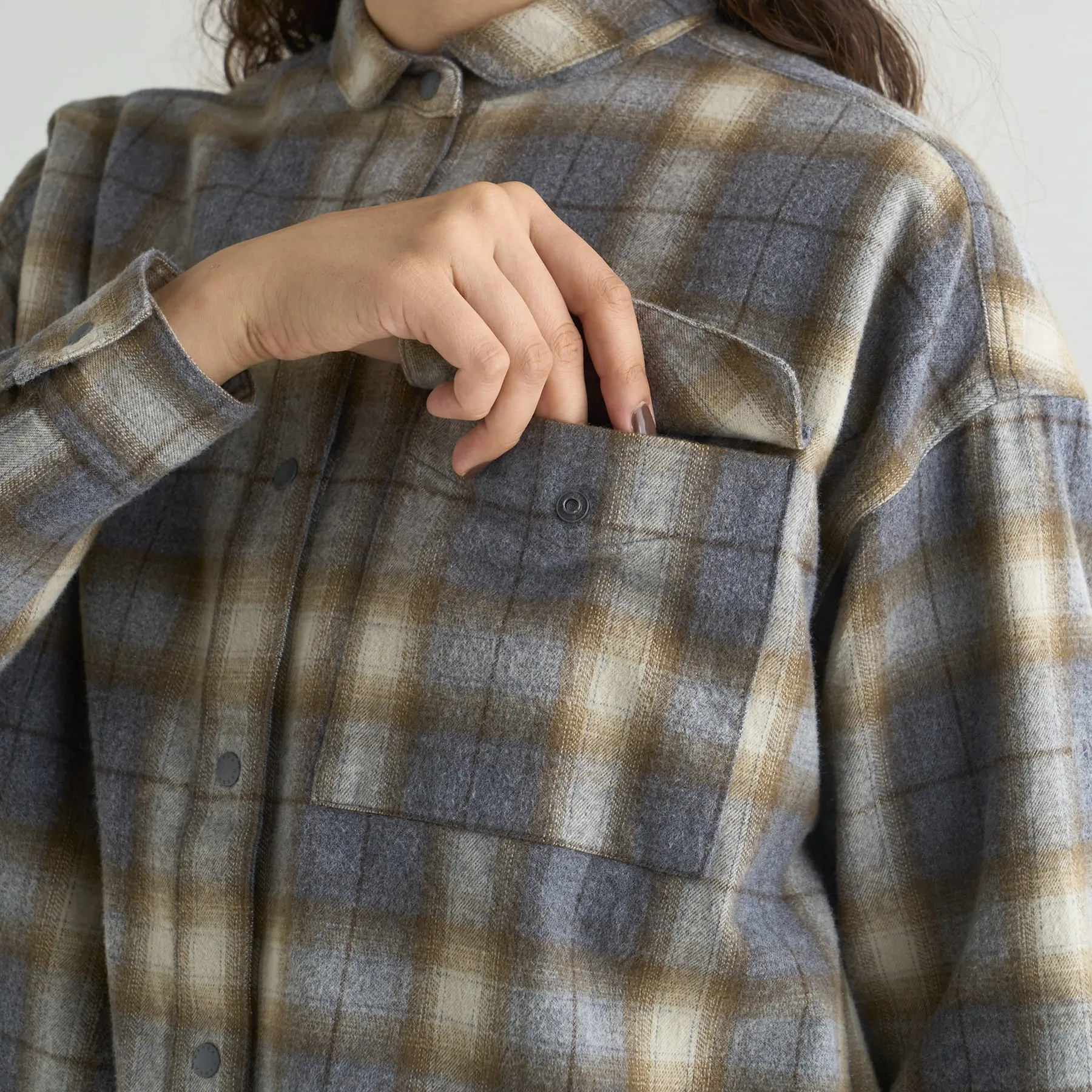 【SPECIAL PRICE】FADE PLAID CAMP SHIRT W(WOMEN)
