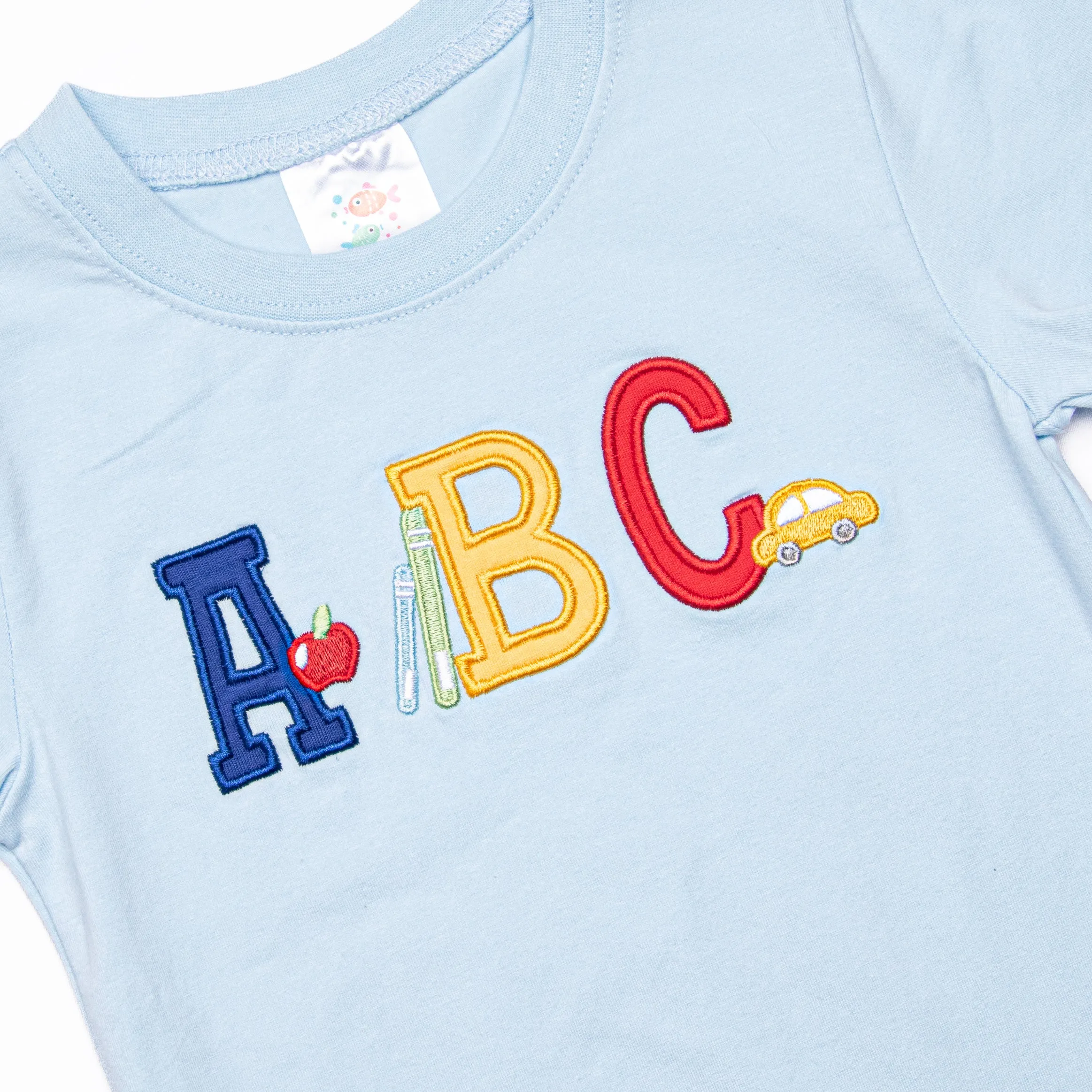 Spelling Bee Sweetie Applique Short Set, Blue