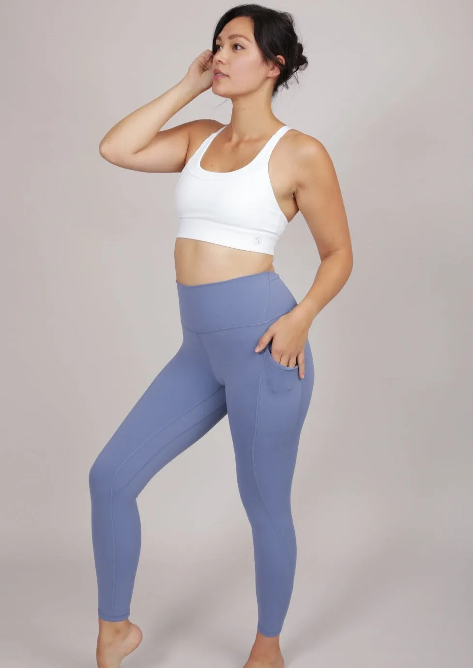 Stamina Postnatal Leggings with Side Pockets - Frost Blue