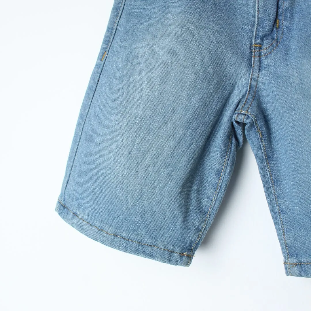 Stellar Blue Themed Denim Boys Short
