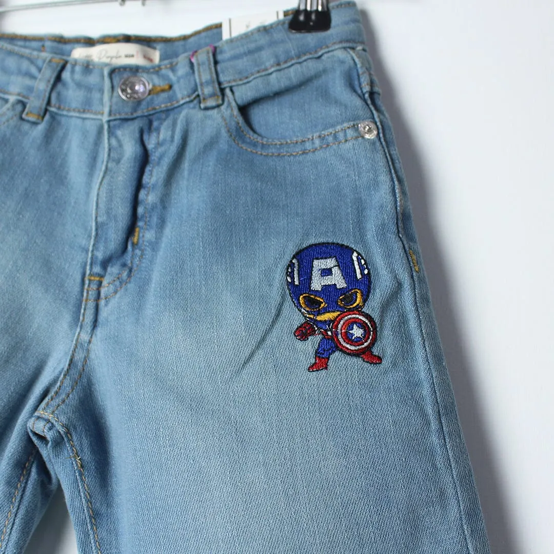 Stellar Blue Themed Denim Boys Short
