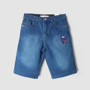 Stellar Blue Themed Denim Boys Short