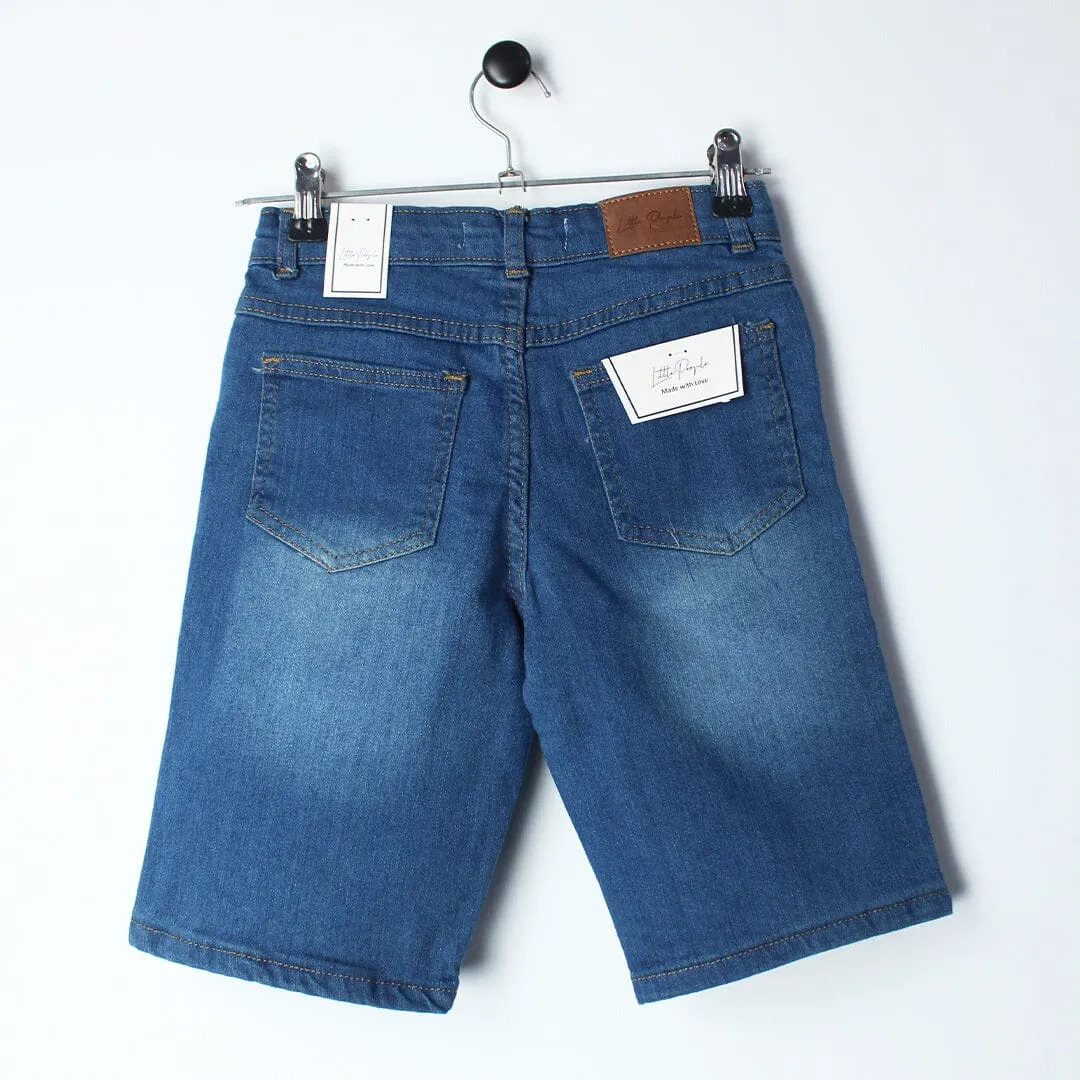Stellar Blue Themed Denim Boys Short