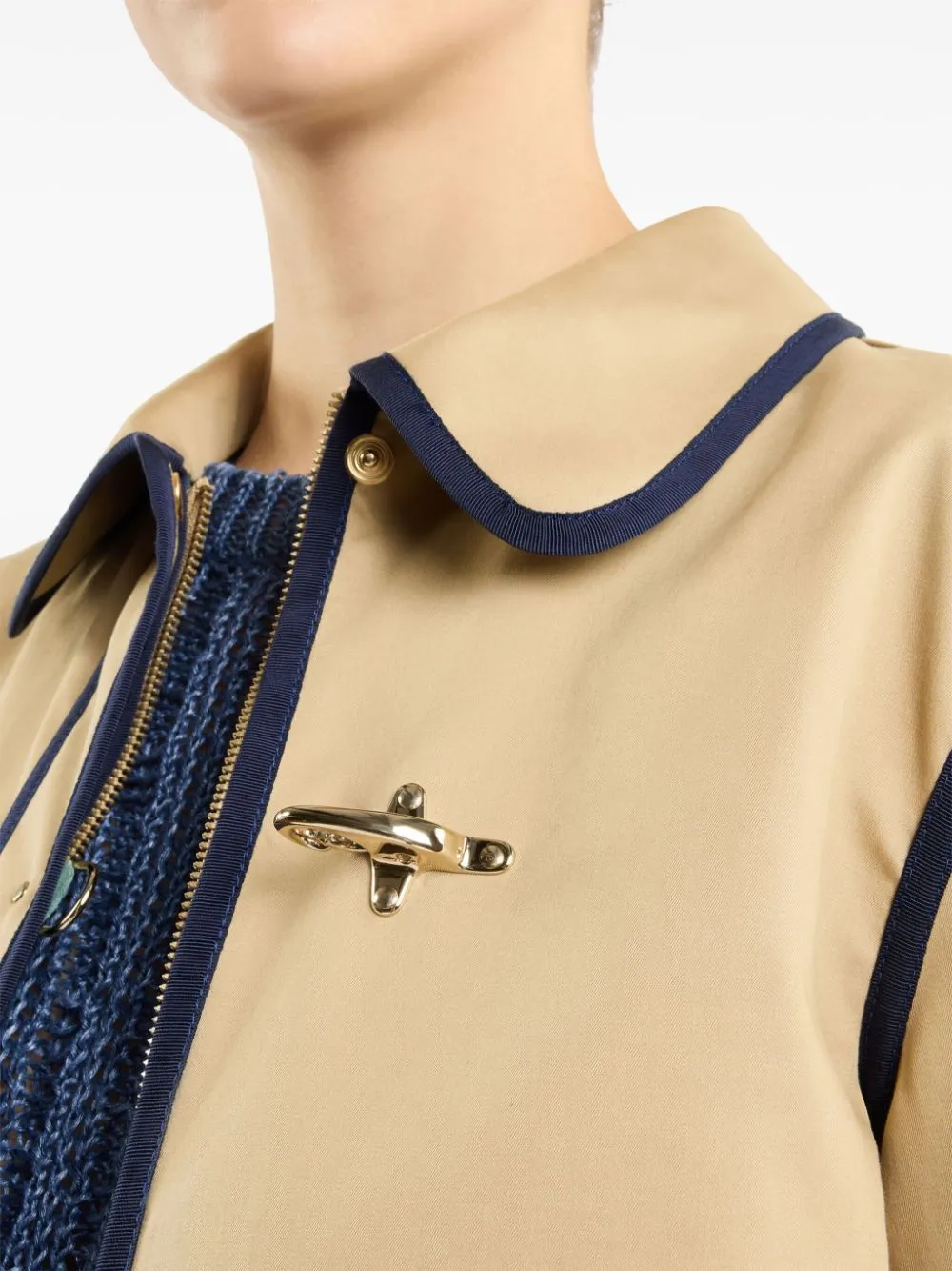 Stretch gabardine caban jacket