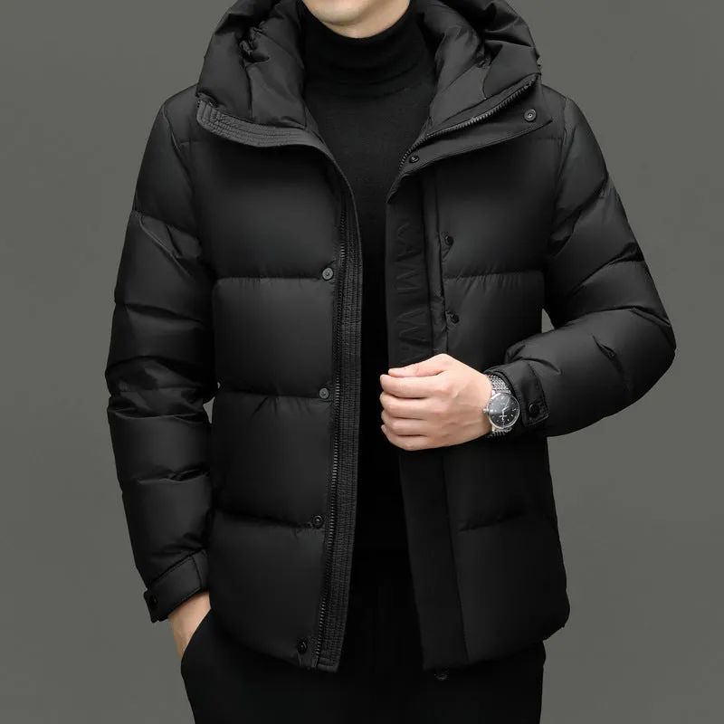 Stylish Zip-up Quilted Puffer Jacket for Men with Label Detailing