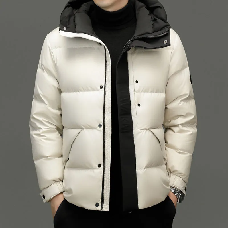 Stylish Zip-up Quilted Puffer Jacket for Men with Label Detailing