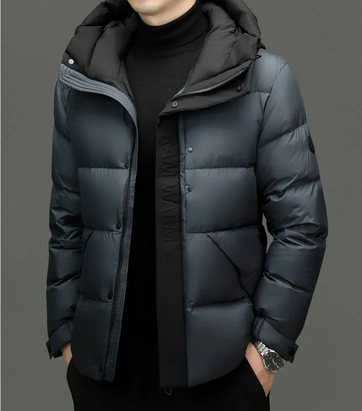 Stylish Zip-up Quilted Puffer Jacket for Men with Label Detailing