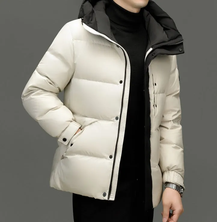 Stylish Zip-up Quilted Puffer Jacket for Men with Label Detailing