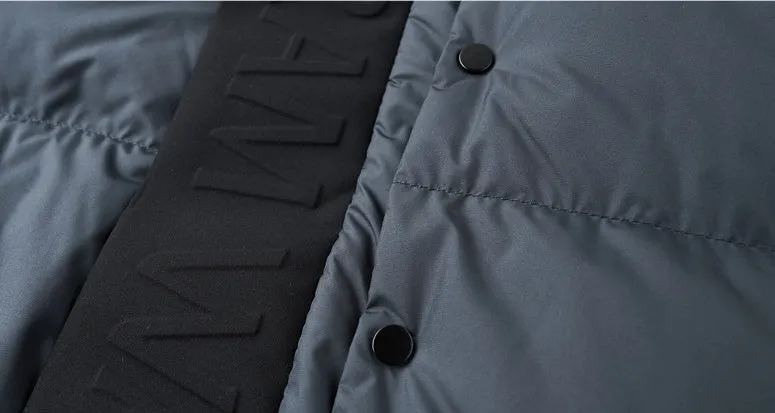Stylish Zip-up Quilted Puffer Jacket for Men with Label Detailing
