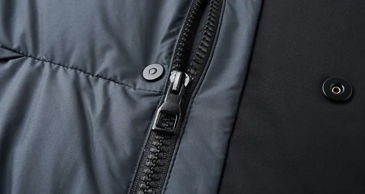 Stylish Zip-up Quilted Puffer Jacket for Men with Label Detailing