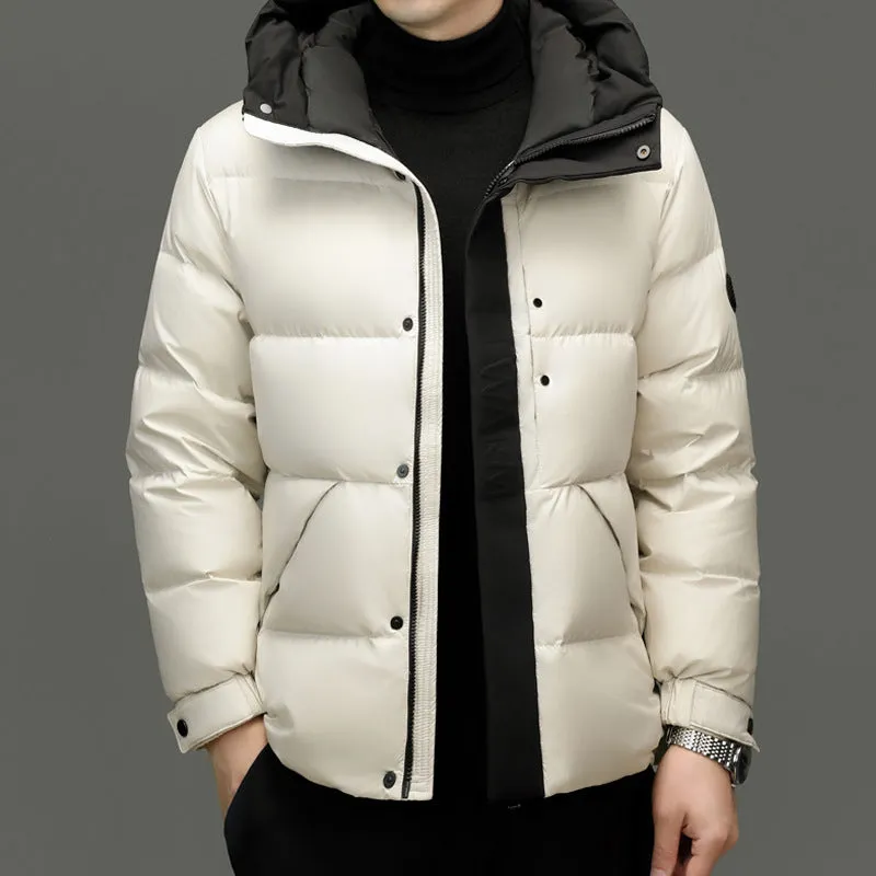 Stylish Zip-up Quilted Puffer Jacket for Men with Label Detailing