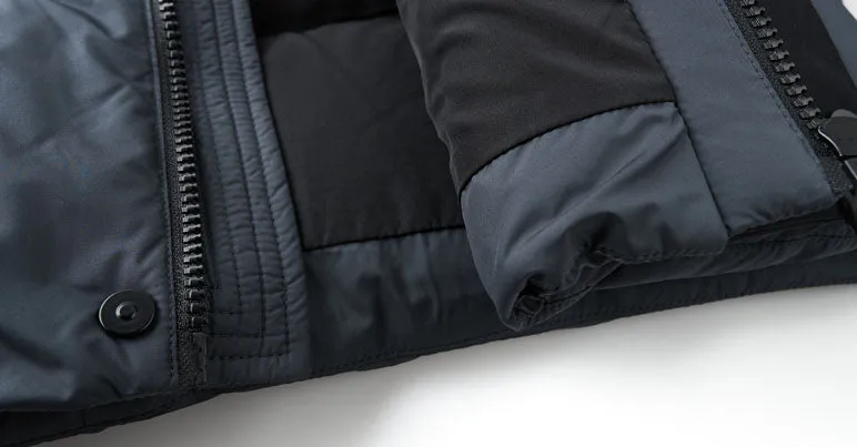 Stylish Zip-up Quilted Puffer Jacket for Men with Label Detailing