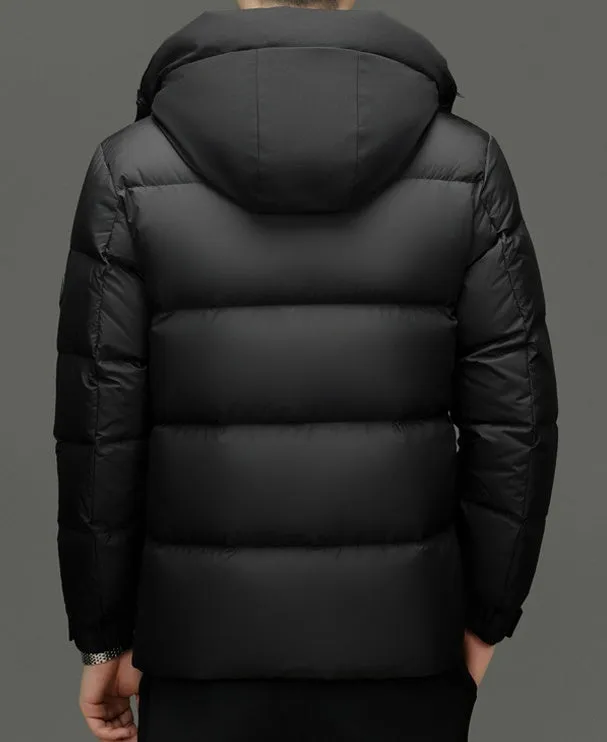 Stylish Zip-up Quilted Puffer Jacket for Men with Label Detailing